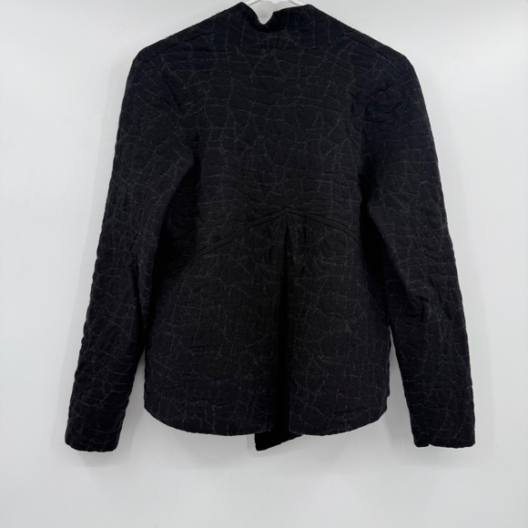 Eileen Fisher Cardigan Women Large Black Comfy Wool Blend Open Front Sweater - Picture 4 of 13